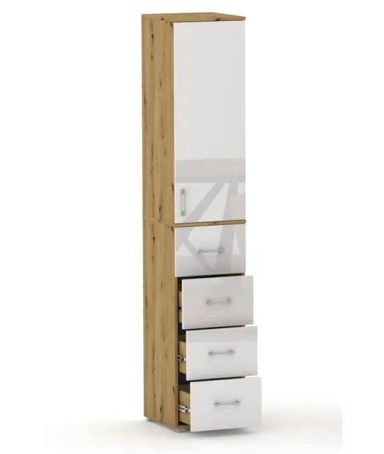Szafa na ubrania z drążkiem Pola 215 - 4 szuflady 40-50 cm Dąb Artisan z połyskiem